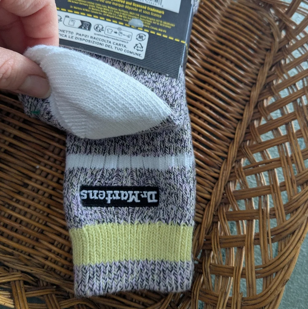 NWT Dr Martens Lilac Organic Marl Crew Socks S/M US 3-8 Space Dye